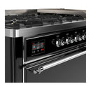 ILVE Majestic III 60-inch Dual Fuel Range with 5 Liquid Propane Burner, Griddle and Solid Door Electric Oven in Glossy Black with Chrome Trim (UM60FQNR3BKCLP)