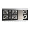 ILVE Majestic III 60-inch Dual Fuel Range with 5 Liquid Propane Burner, Griddle and Solid Door Electric Oven in Glossy Black with Chrome Trim (UM60FQNR3BKCLP)