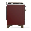 ILVE Majestic III 60-inch Dual Fuel Range with 5 Liquid Propane Burner, Griddle and Solid Door Electric Oven in Burgundy with Burnished Trim (UM60FQNR3BUBLP)