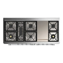 ILVE Majestic III 60-inch Dual Fuel Range with 5 Liquid Propane Burner, Griddle and Solid Door Electric Oven in Burgundy with Chrome Trim (UM60FQNR3BUCLP)