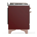 ILVE Majestic III 60-inch Dual Fuel Range with 5 Liquid Propane Burner, Griddle and Solid Door Electric Oven in Burgundy with Copper Trim (UM60FQNR3BUPLP)