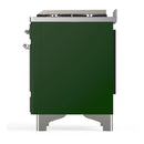 ILVE Majestic III 60-inch Dual Fuel Range with 5 Liquid Propane Burner, Griddle and Solid Door Electric Oven in Emerald Green with Chrome Trim (UM60FQNR3EGCLP)