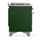 ILVE Majestic III 60-inch Dual Fuel Range with 7 Natural Gas Burner, Griddle and Solid Door Electric Oven in Emerald Green with Chrome Trim (UM60FQNR3EGC)