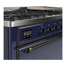 ILVE Majestic III 60-inch Dual Fuel Range with 5 Liquid Propane Burner, Griddle and Solid Door Electric Oven in Midnight Blue with Burnished Trim (UM60FQNR3MBBLP)