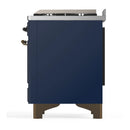 ILVE Majestic III 60-inch Dual Fuel Range with 5 Liquid Propane Burner, Griddle and Solid Door Electric Oven in Midnight Blue with Burnished Trim (UM60FQNR3MBBLP)