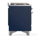 ILVE Majestic III 60-inch Dual Fuel Range with 7 Natural Gas Burner, Griddle and Solid Door Electric Oven in Midnight Blue with Chrome Trim (UM60FQNR3MBC)