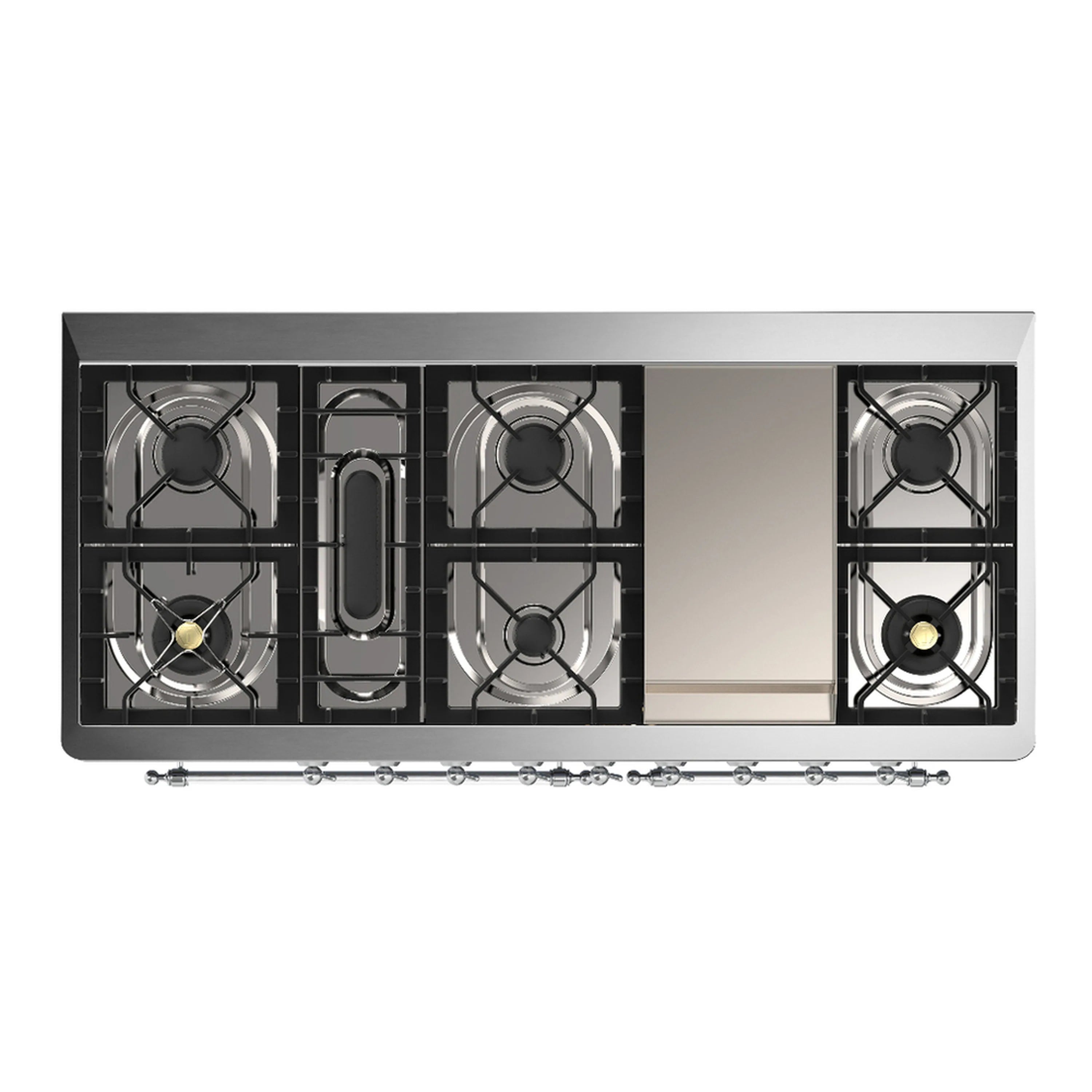 Dual fuel range cooktop with 5 gas burners and removable grates in black