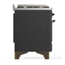 ILVE Majestic III 60-inch Dual Fuel Range with 5 Liquid Propane Burner, Griddle and Solid Door Electric Oven in Graphite Matte with Burnished Trim (UM60FQNR3MGBLP)