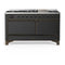 ILVE Majestic III 60-inch Dual Fuel Range with 5 Liquid Propane Burner, Griddle and Solid Door Electric Oven in Graphite Matte with Burnished Trim (UM60FQNR3MGBLP)
