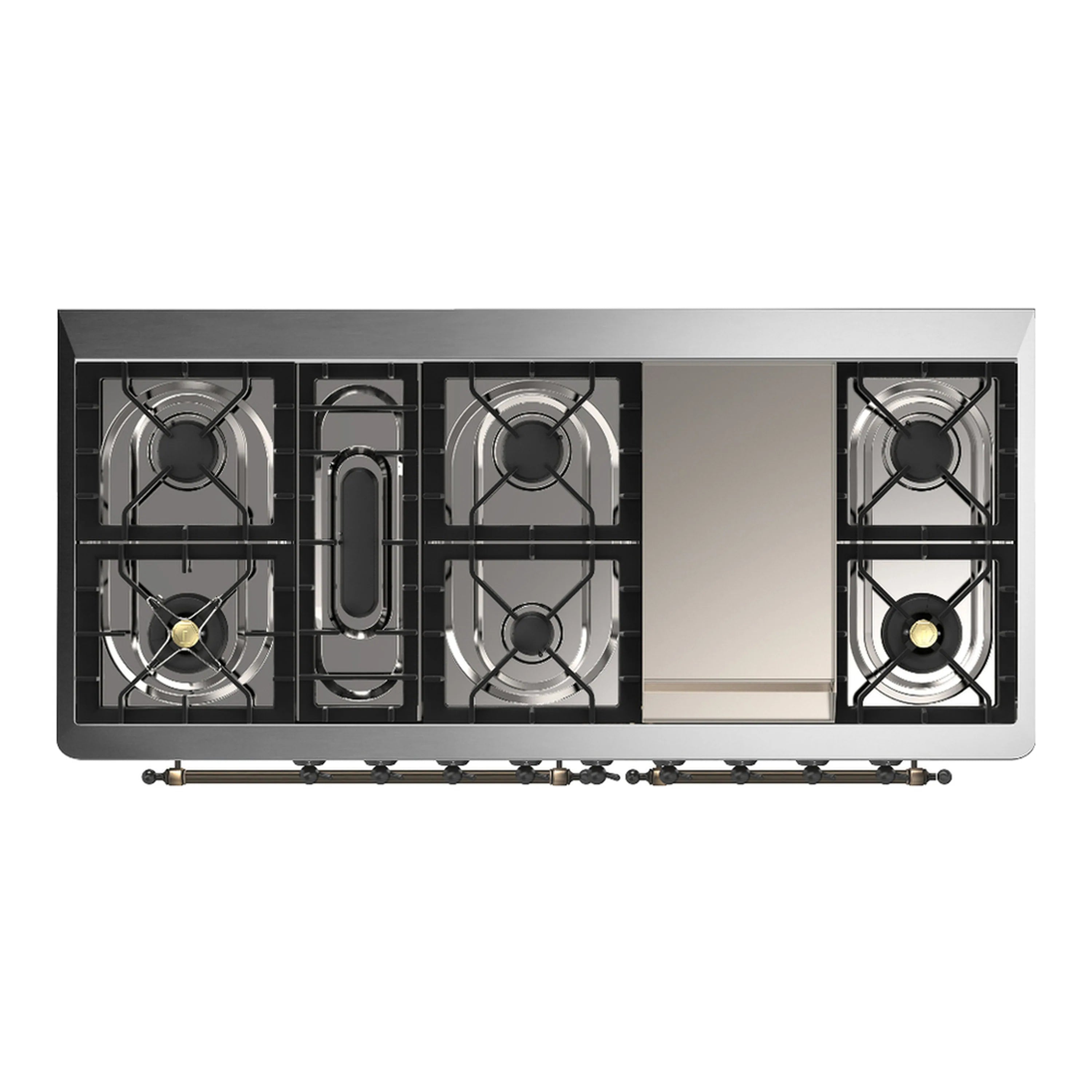 Graphite matte cooktop with multiple gas burners and black grates