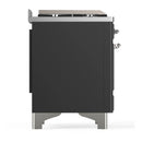 ILVE Majestic III 60-inch Dual Fuel Range with 7 Natural Gas Burner, Griddle and Solid Door Electric Oven in Graphite Matte with Chrome Trim (UM60FQNR3MGC)