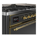 ILVE Majestic III 60-inch Dual Fuel Range with 7 Natural Gas Burner, Griddle and Solid Door Electric Oven in Graphite Matte with Brass Trim (UM60FQNR3MGG)