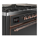 ILVE Majestic III 60-inch Dual Fuel Range with 7 Natural Gas Burner, Griddle and Solid Door Electric Oven in Graphite Matte with Copper Trim (UM60FQNR3MGP)