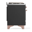 ILVE Majestic III 60-inch Dual Fuel Range with 7 Natural Gas Burner, Griddle and Solid Door Electric Oven in Graphite Matte with Copper Trim (UM60FQNR3MGP)