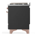ILVE Majestic III 60-inch Dual Fuel Range with 7 Natural Gas Burner, Griddle and Solid Door Electric Oven in Graphite Matte with Copper Trim (UM60FQNR3MGP)