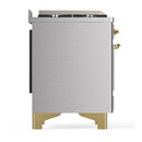 ILVE Majestic III 60-inch Dual Fuel Range with 5 Liquid Propane Burner, Griddle and Solid Door Electric Oven in Stainless Steel with Brass Trim (UM60FQNR3SSGLP)
