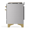 ILVE Majestic III 60-inch Dual Fuel Range with 7 Natural Gas Burner, Griddle and Solid Door Electric Oven in Stainless Steel with Brass Trim (UM60FQNR3SSG)