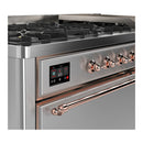 ILVE Majestic III 60-inch Dual Fuel Range with 5 Liquid Propane Burner, Griddle and Solid Door Electric Oven in Stainless Steel with Copper Trim (UM60FQNR3SSPLP)