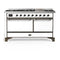 ILVE Majestic III 60-inch Dual Fuel Range with 5 Liquid Propane Burner, Griddle and Solid Door Electric Oven in White with Burnished Trim (UM60FQNR3WHBLP)