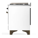 ILVE Majestic III 60-inch Dual Fuel Range with 7 Natural Gas Burner, Griddle and Solid Door Electric Oven in White with Burnished Trim (UM60FQNR3WHB)