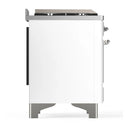 ILVE Majestic III 60-inch Dual Fuel Range with 5 Liquid Propane Burner, Griddle and Solid Door Electric Oven in White with Chrome Trim (UM60FQNR3WHCLP)