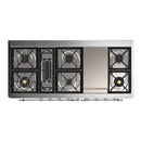 ILVE Majestic III 60-inch Dual Fuel Range with 5 Liquid Propane Burner, Griddle and Solid Door Electric Oven in White with Chrome Trim (UM60FQNR3WHCLP)