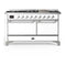 ILVE Majestic III 60-inch Dual Fuel Range with 5 Liquid Propane Burner, Griddle and Solid Door Electric Oven in White with Chrome Trim (UM60FQNR3WHCLP)