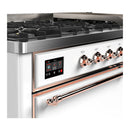 ILVE Majestic III 60-inch Dual Fuel Range with 5 Liquid Propane Burner, Griddle and Solid Door Electric Oven in White with Copper Trim (UM60FQNR3WHPLP)