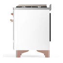 ILVE Majestic III 60-inch Dual Fuel Range with 7 Natural Gas Burner, Griddle and Solid Door Electric Oven in White with Copper Trim (UM60FQNR3WHP)