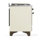ILVE Majestic III 60-inch Dual Fuel Range with 7 Natural Gas Burner, Griddle, French Top and Triple Glass Door Electric Oven in Antique White with Burnished Trim (UM60FSNR3AWB)