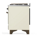 ILVE Majestic III 60-inch Dual Fuel Range with 7 Natural Gas Burner, Griddle, French Top and Triple Glass Door Electric Oven in Antique White with Burnished Trim (UM60FSNR3AWB)