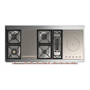 ILVE Majestic III 60-inch Dual Fuel Range with 5 Liquid Propane Burner, Griddle, French Top and Triple Glass Door Electric Oven in Antique White with Copper Trim (UM60FSNR3AWPLP)