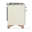 ILVE Majestic III 60-inch Dual Fuel Range with 5 Liquid Propane Burner, Griddle, French Top and Triple Glass Door Electric Oven in Antique White with Copper Trim (UM60FSNR3AWPLP)