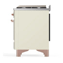 ILVE Majestic III 60-inch Dual Fuel Range with 5 Liquid Propane Burner, Griddle, French Top and Triple Glass Door Electric Oven in Antique White with Copper Trim (UM60FSNR3AWPLP)