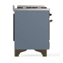 ILVE Majestic III 60-inch Dual Fuel Range with 5 Liquid Propane Burner, Griddle, French Top and Triple Glass Door Electric Oven in Blue Grey with Burnished Trim (UM60FSNR3BGBLP)