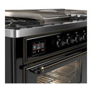 ILVE Majestic III 60-inch Dual Fuel Range with 5 Liquid Propane Burner, Griddle, French Top and Triple Glass Door Electric Oven in Glossy Black with Burnished Trim (UM60FSNR3BKBLP)