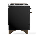 ILVE Majestic III 60-inch Dual Fuel Range with 5 Liquid Propane Burner, Griddle, French Top and Triple Glass Door Electric Oven in Glossy Black with Burnished Trim (UM60FSNR3BKBLP)
