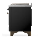 ILVE Majestic III 60-inch Dual Fuel Range with 5 Liquid Propane Burner, Griddle, French Top and Triple Glass Door Electric Oven in Glossy Black with Burnished Trim (UM60FSNR3BKBLP)