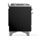 ILVE Majestic III 60-inch Dual Fuel Range with 5 Liquid Propane Burner, Griddle, French Top and Triple Glass Door Electric Oven in Glossy Black with Chrome Trim (UM60FSNR3BKCLP)