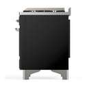 ILVE Majestic III 60-inch Dual Fuel Range with 5 Liquid Propane Burner, Griddle, French Top and Triple Glass Door Electric Oven in Glossy Black with Chrome Trim (UM60FSNR3BKCLP)
