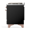 ILVE Majestic III 60-inch Dual Fuel Range with 5 Liquid Propane Burner, Griddle, French Top and Triple Glass Door Electric Oven in Glossy Black with Copper Trim (UM60FSNR3BKPLP)