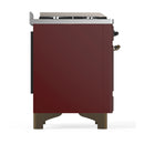 ILVE Majestic III 60-inch Dual Fuel Range with 5 Liquid Propane Burner, Griddle, French Top and Triple Glass Door Electric Oven in Burgundy with Burnished Trim (UM60FSNR3BUBLP)