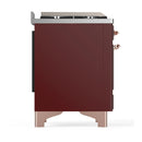 ILVE Majestic III 60-inch Dual Fuel Range with 7 Natural Gas Burner, Griddle, French Top and Triple Glass Door Electric Oven in Burgundy with Copper Trim (UM60FSNR3BUP)