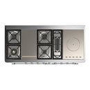 ILVE Majestic III 60-inch Dual Fuel Range with 5 Liquid Propane Burner, Griddle, French Top and Triple Glass Door Electric Oven in Emerald Green with Chrome Trim (UM60FSNR3EGCLP)