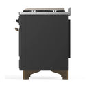 ILVE Majestic III 60-inch Dual Fuel Range with 5 Liquid Propane Burner, Griddle, French Top and Triple Glass Door Electric Oven in Graphite Matte with Burnished Trim (UM60FSNR3MGBLP)