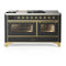 ILVE Majestic III 60-inch Dual Fuel Range with 5 Liquid Propane Burner, Griddle, French Top and Triple Glass Door Electric Oven in Graphite Matte with Brass Trim (UM60FSNR3MGGLP)