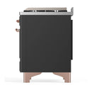ILVE Majestic III 60-inch Dual Fuel Range with 7 Natural Gas Burner, Griddle, French Top and Triple Glass Door Electric Oven in Graphite Matte with Copper Trim (UM60FSNR3MGP)