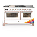 ILVE Majestic III 60-inch Dual Fuel Range with 7 Natural Gas Burner, Griddle, French Top and Triple Glass Door Electric Oven in RAL with Copper Trim (UM60FSNR3RAP)