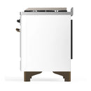 ILVE Majestic III 60-inch Dual Fuel Range with 5 Liquid Propane Burner, Griddle, French Top and Triple Glass Door Electric Oven in White with Burnished Trim (UM60FSNR3WHBLP)