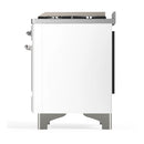 ILVE Majestic III 60-inch Dual Fuel Range with 5 Liquid Propane Burner, Griddle, French Top and Triple Glass Door Electric Oven in White with Chrome Trim (UM60FSNR3WHCLP)